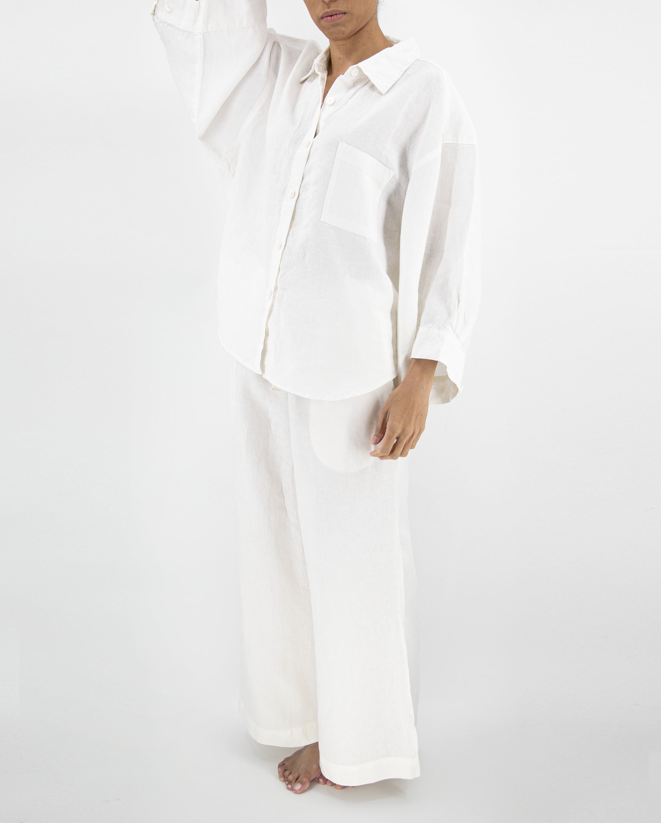 Vivian Linen Loungewear Set | 100% French Linen | Oversized Shirt & Wide-Leg Pants | 10 Colors | S/M–M/L | Sunday Morning