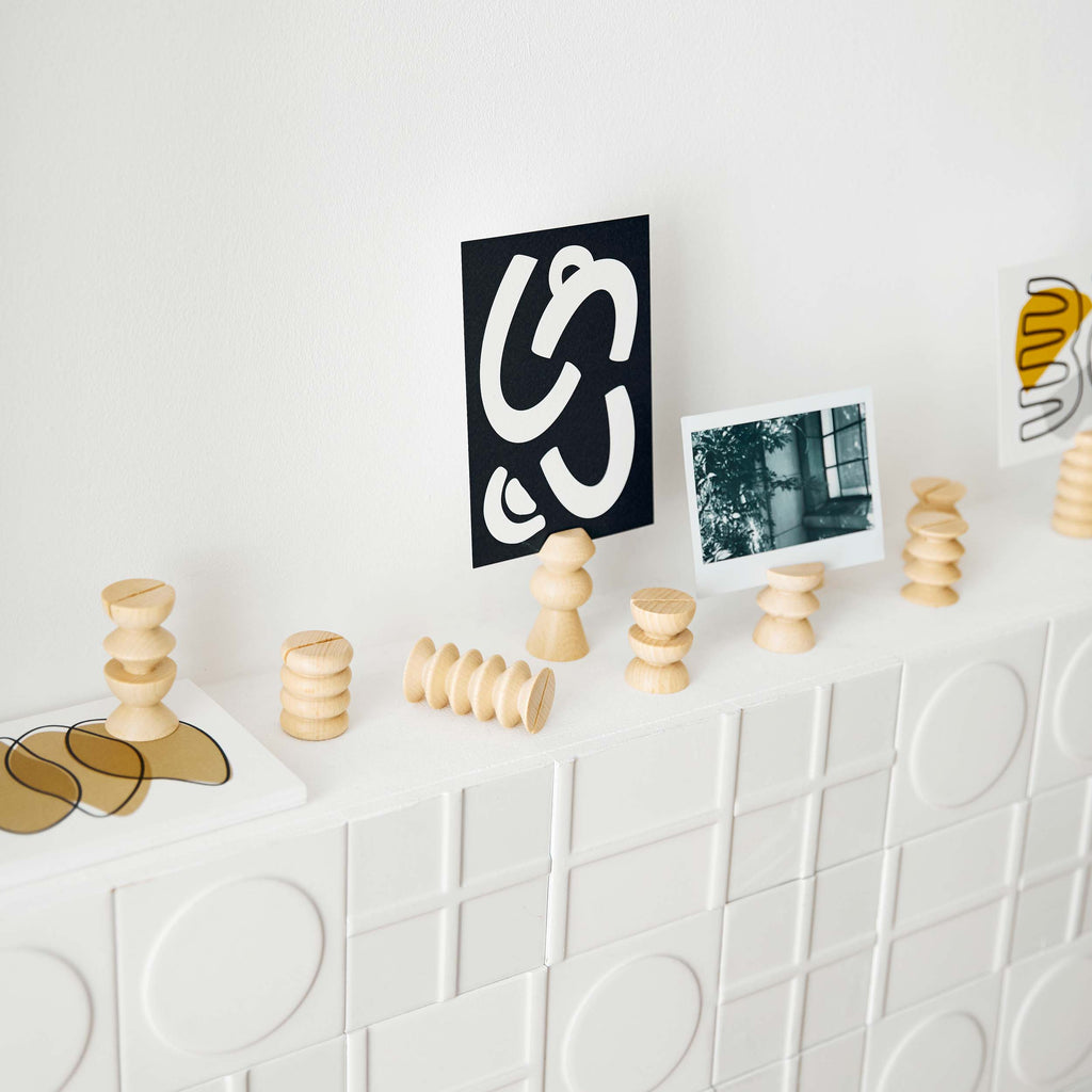 Totem Wooden Picture & Postcard Stands | Set of 5 Short | Polaroid & Instax