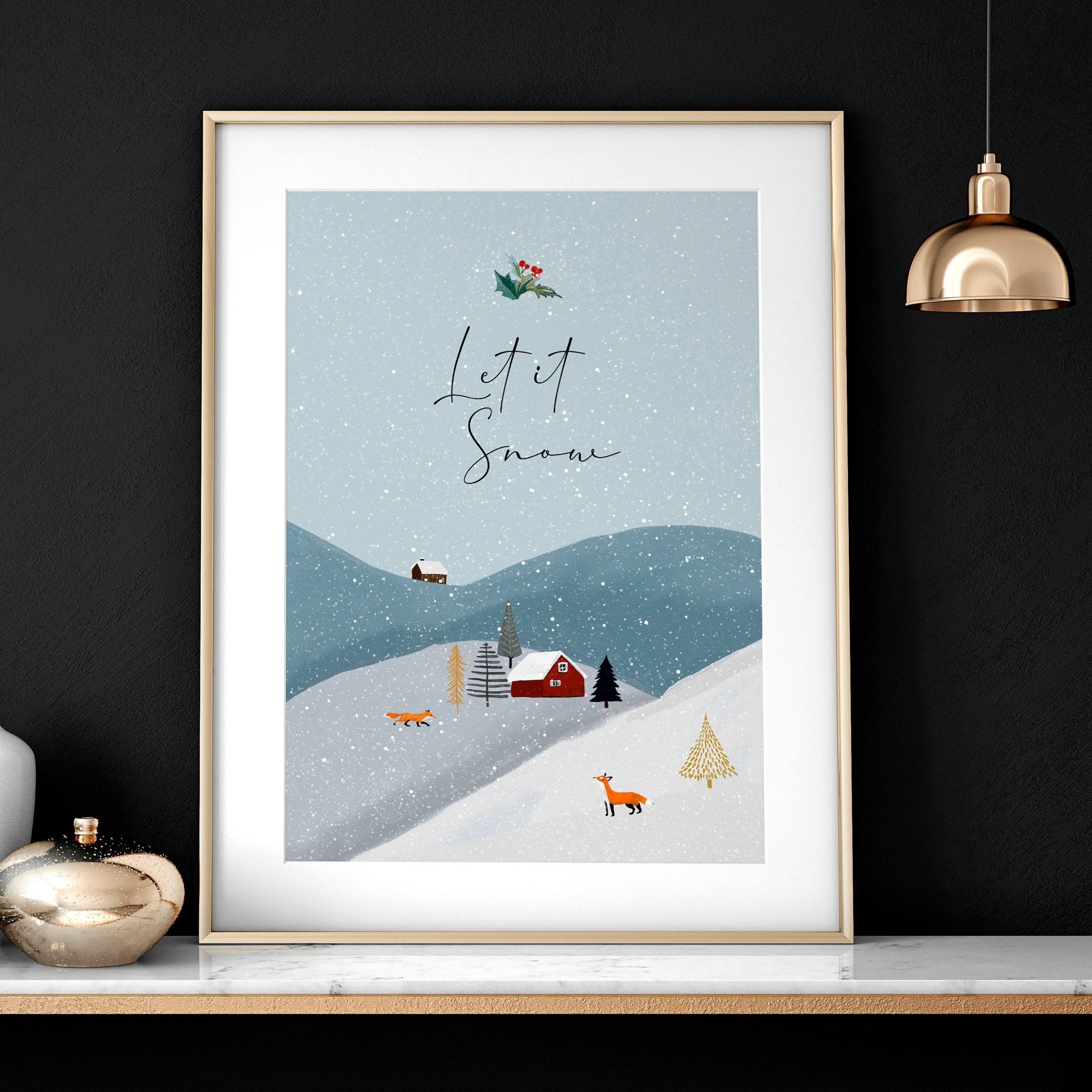 Christmas Seasonal Landscape Wall Art Print — Festive Holiday Decor