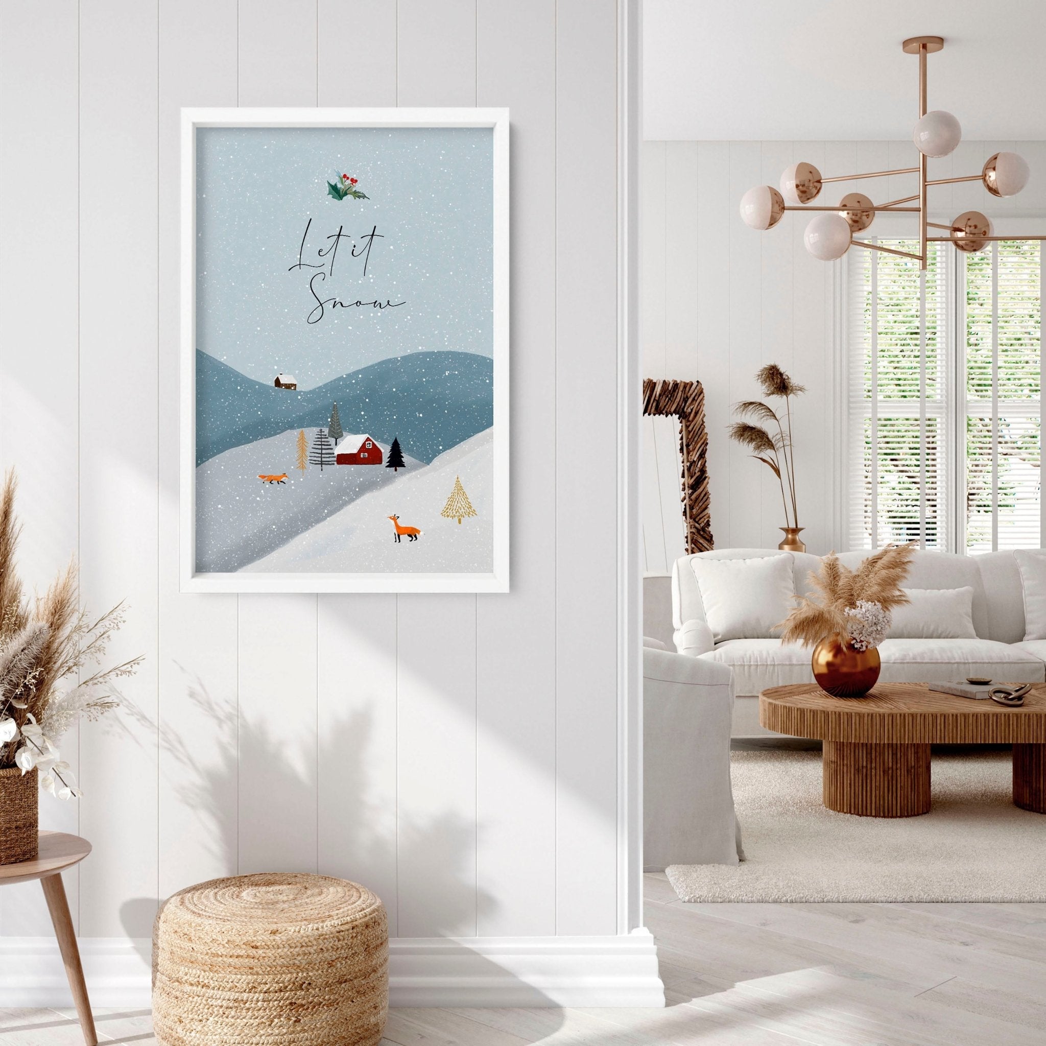 Christmas Seasonal Landscape Wall Art Print — Festive Holiday Decor