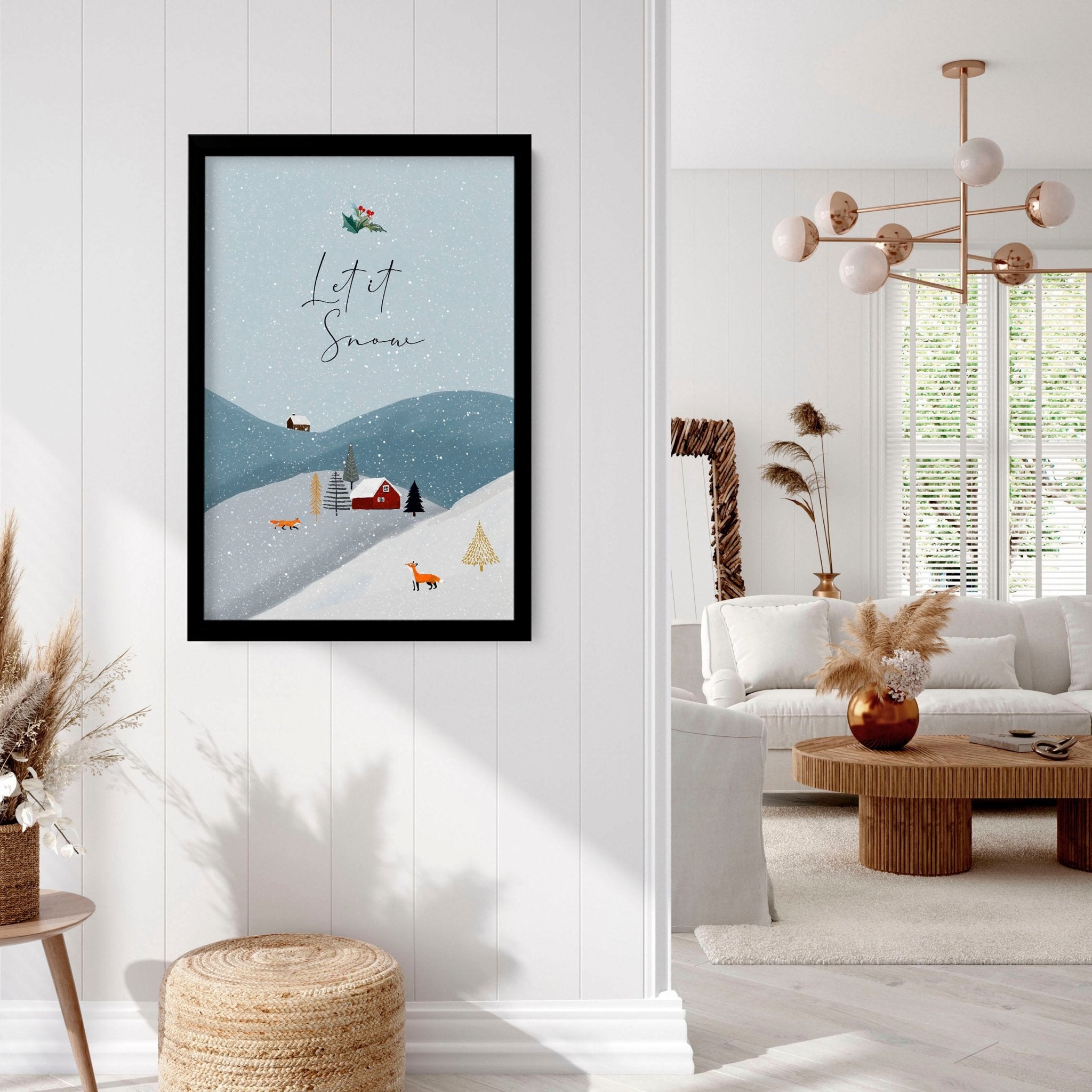 Christmas Seasonal Landscape Wall Art Print — Festive Holiday Decor