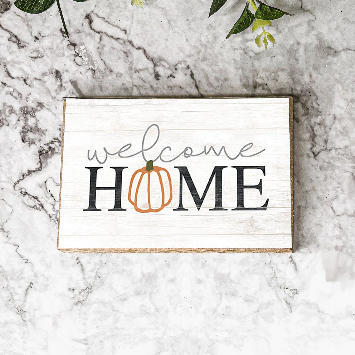 Welcome Home Wooden Sign — Pumpkin