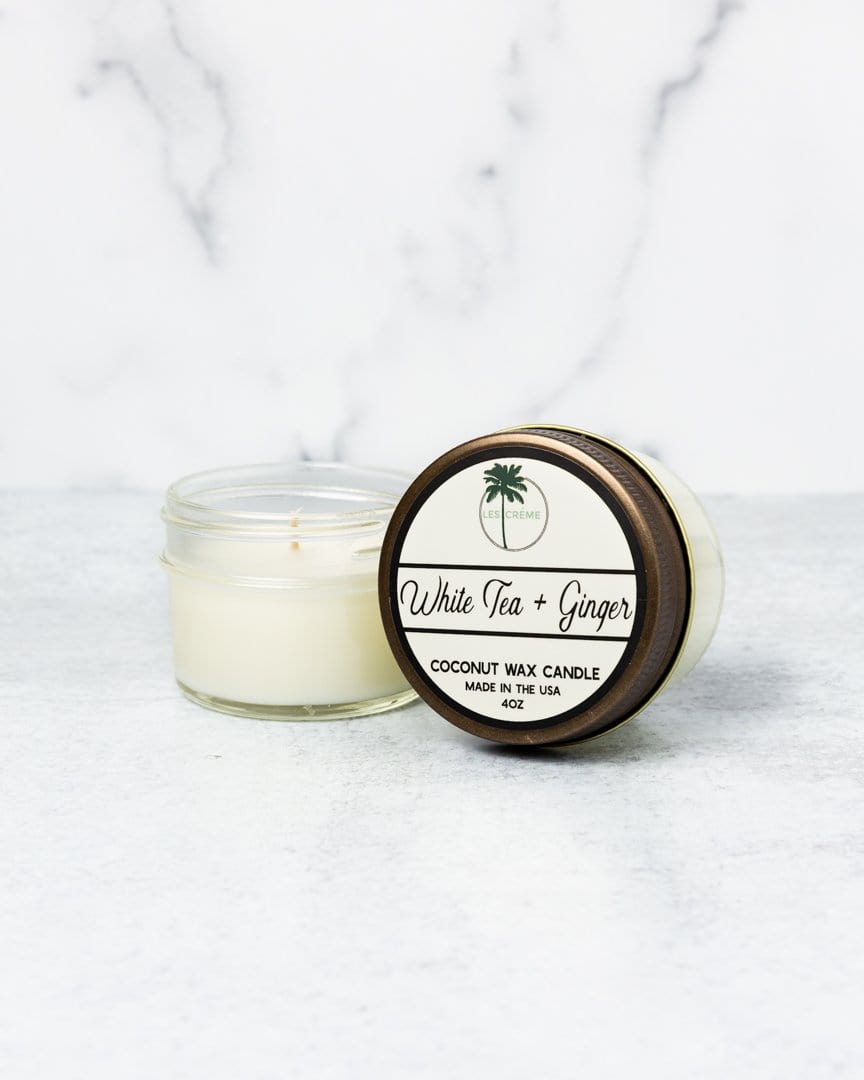White Tea + Ginger | 100% Botanical All Natural Coconut Wax Candle | Toxin-Free | Cotton Wick | Les Crème
