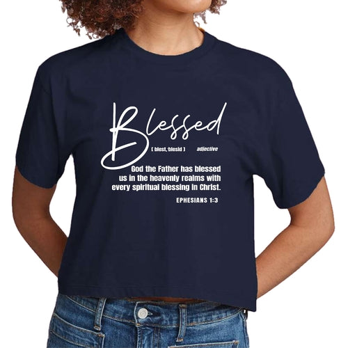 Womens Cropped Graphic T-shirt - Blessed in Christ