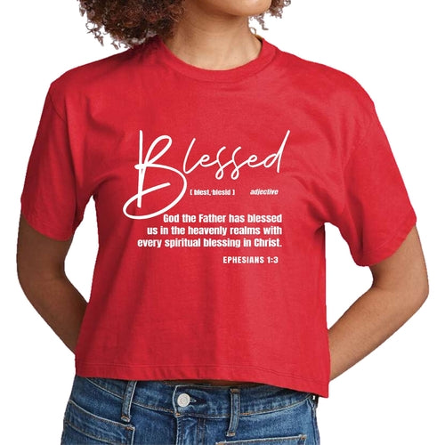Womens Cropped Graphic T-shirt - Blessed in Christ