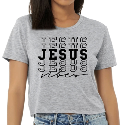 Womens Cropped Graphic T-shirt - Jesus Vibes