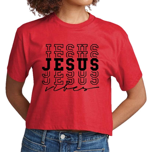 Womens Cropped Graphic T-shirt - Jesus Vibes