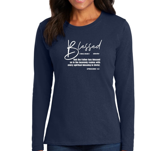Womens Long Sleeve Graphic T-shirt - Blessed in Christ