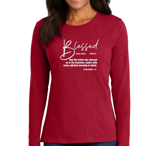 Womens Long Sleeve Graphic T-shirt - Blessed in Christ