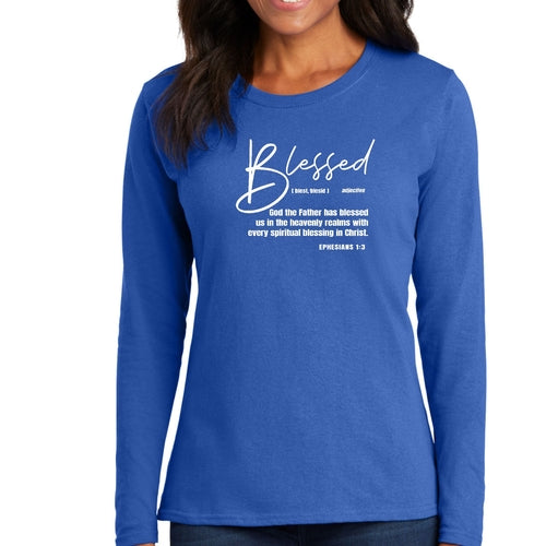 Womens Long Sleeve Graphic T-shirt - Blessed in Christ