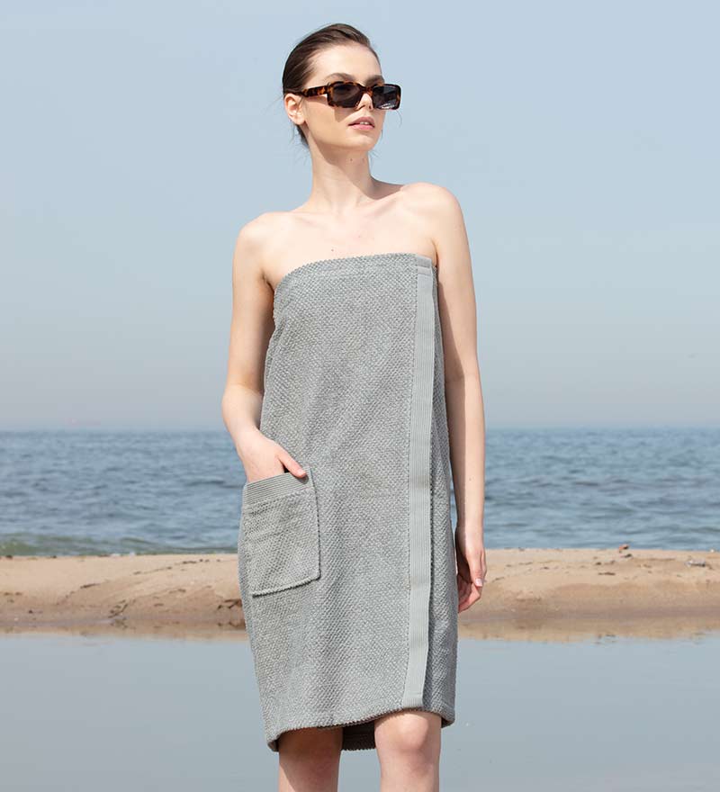 Women's Turkish Cotton Towel Wrap | OEKO-TEX® Certified | Pocket | S/M–XXL | 5 Colors