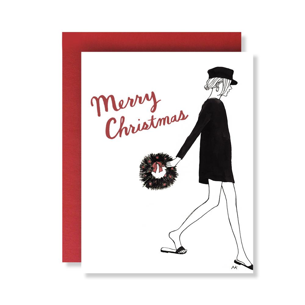 Wreath Fashion Illustration Christmas Boxed Card Set