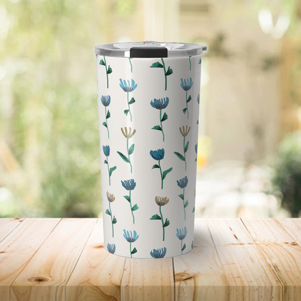 Colorful Flower Travel Mug | 20 oz | Double-Wall Insulated | 360° Wraparound Art | Lauren Ullrich Art