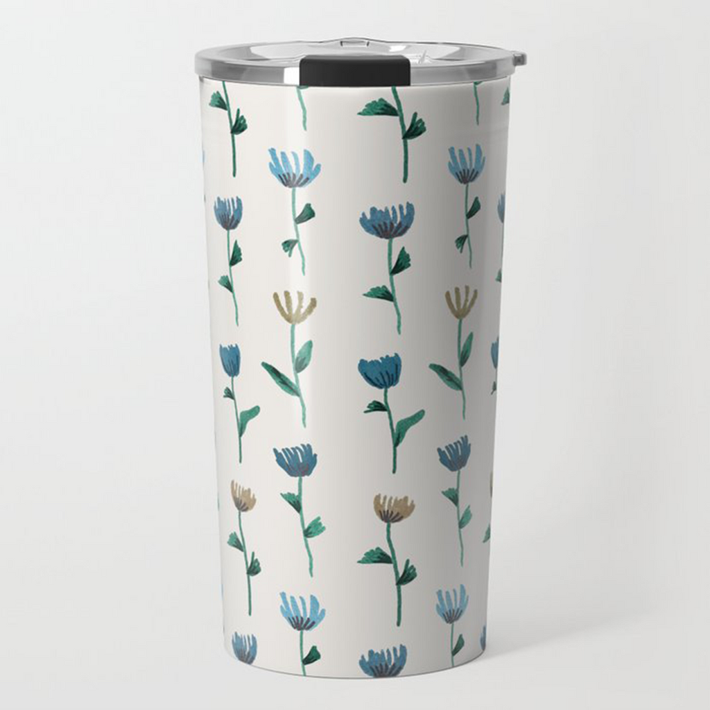 Colorful Flower Travel Mug | 20 oz | Double-Wall Insulated | 360° Wraparound Art | Lauren Ullrich Art