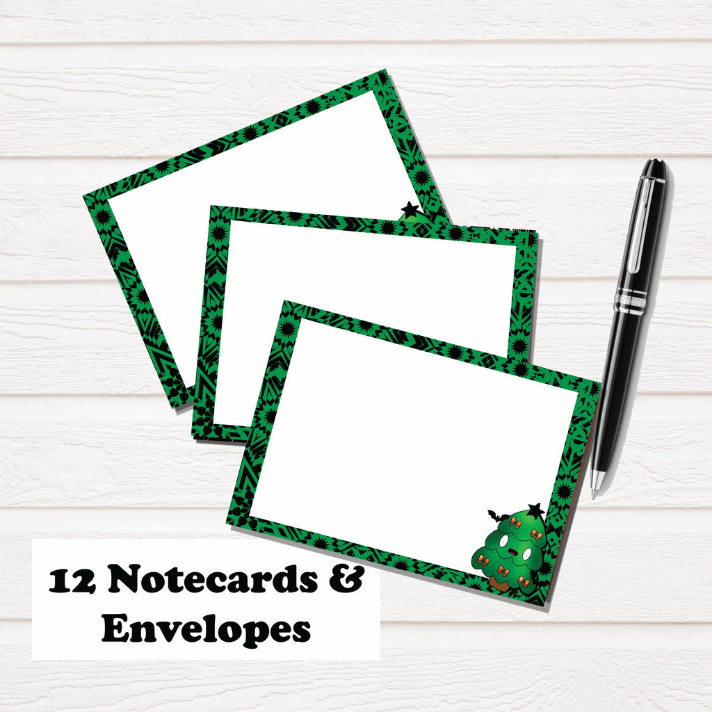 Goth Christmas Tree Notecard Stationary Set - 12 Notecards and