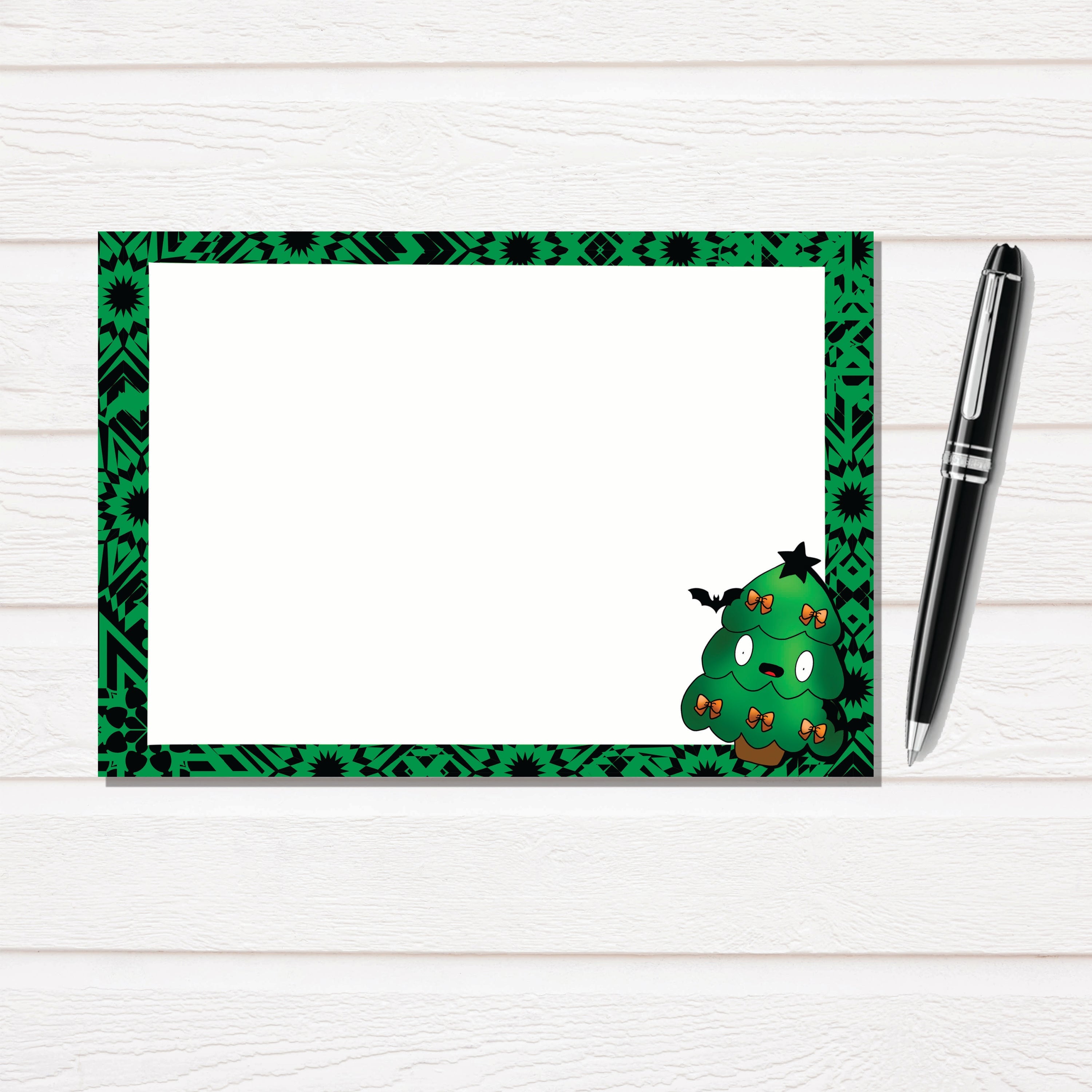 Goth Christmas Tree Notecard Stationary Set - 12 Notecards and