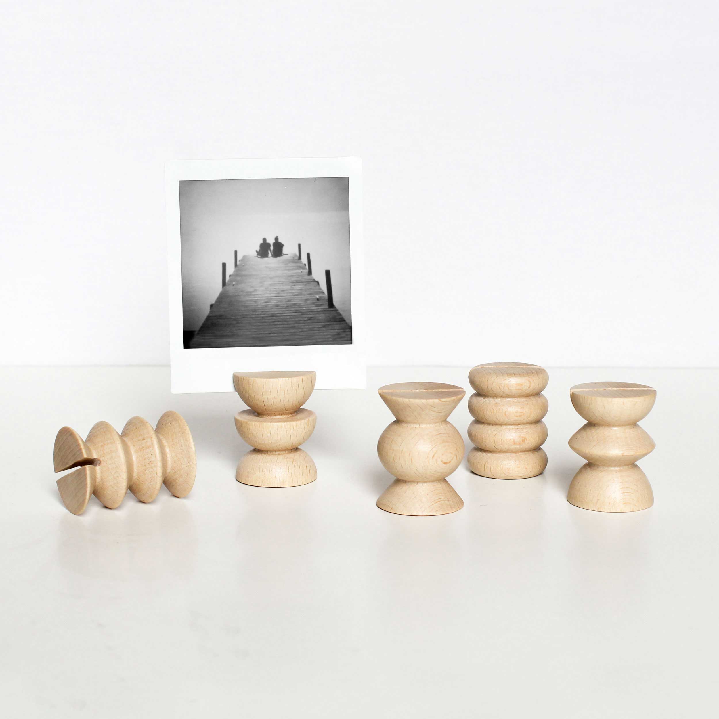 Totem Wooden Picture & Postcard Stands | Set of 5 Short | Polaroid & Instax