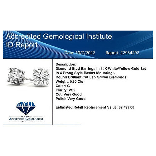 Diamond Stud Earrings - 0.50 CTW